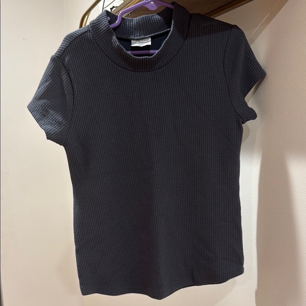 Girls 9/10 Abercrombie & Fitch Dark Gray Ribbed Kids Tee